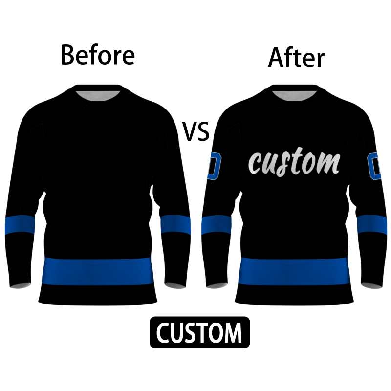 Custom Black Blue - White  Fashion Classical Style Hockey Jersey