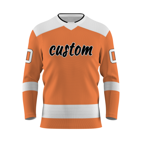 Custom Orange Black - White Personalized Classical Style Hockey Jersey