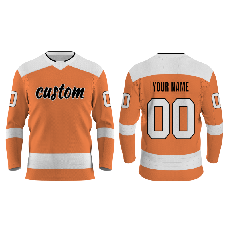 Custom Orange Black - White Personalized Classical Style Hockey Jersey
