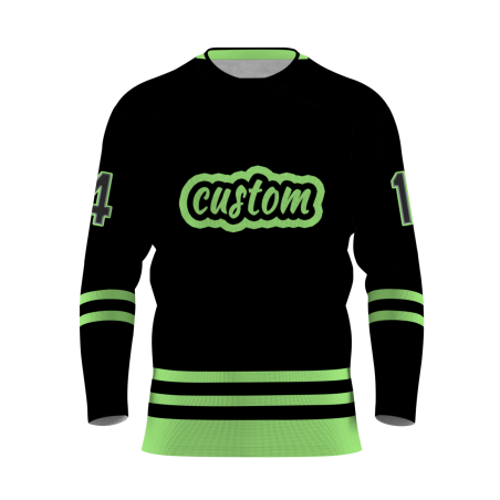 Custom Black -Light Green Personalized Classical Style Hockey Jersey