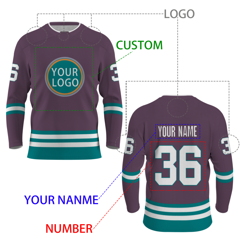 Custom Purple Gem Blue Orange - White Classical Style Hockey Jersey