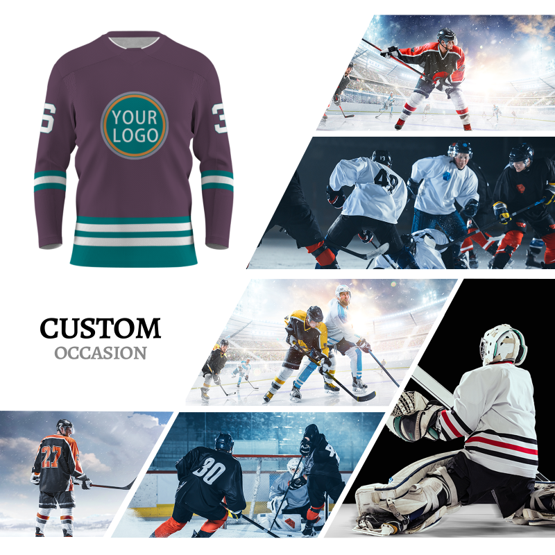 Custom Purple Gem Blue Orange - White Classical Style Hockey Jersey