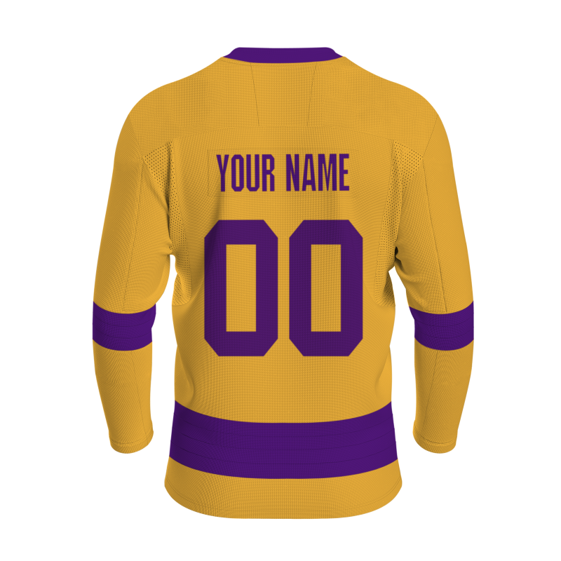 Custom Yellow-Purple Personalized Classic V-Neck Style Hockey Jersey