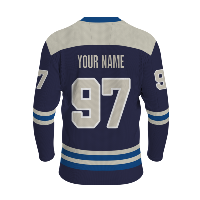 Custom Navy Khaki-Dark Blue Personalized Classic V-Neck Style Hockey Jersey
