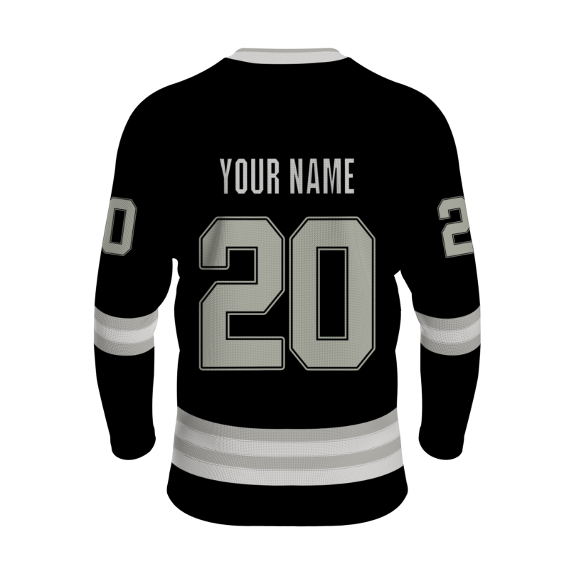 Custom Black Gray - White Classic V-Neck Classical Style Hockey Jersey