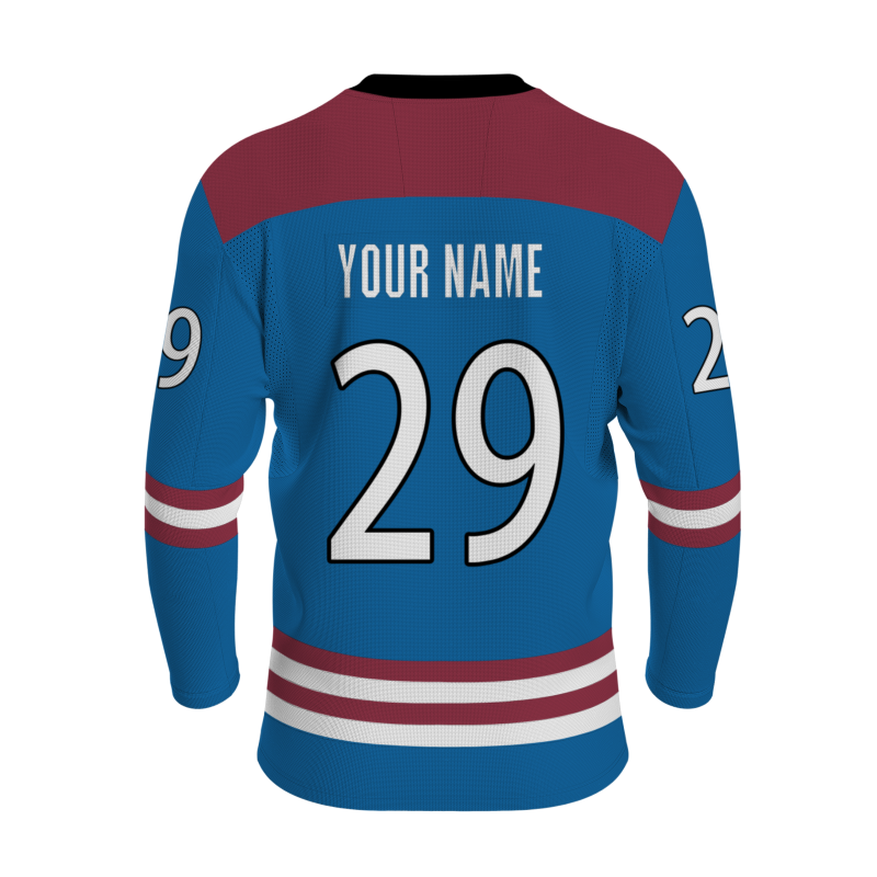 Custom Blue Date Red - White-Black V-Neck Classical Style Hockey Jersey