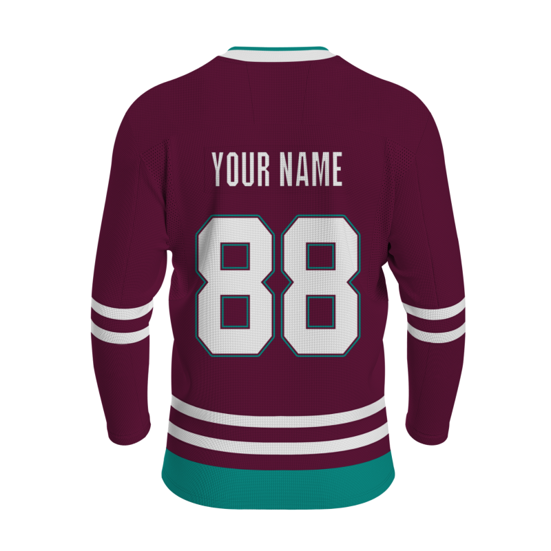 Custom Burgundy White Green - Yellow Classical Style Hockey Jersey