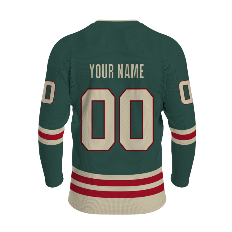 Custom Green Red -Khaki  Classical Style Hockey Jersey