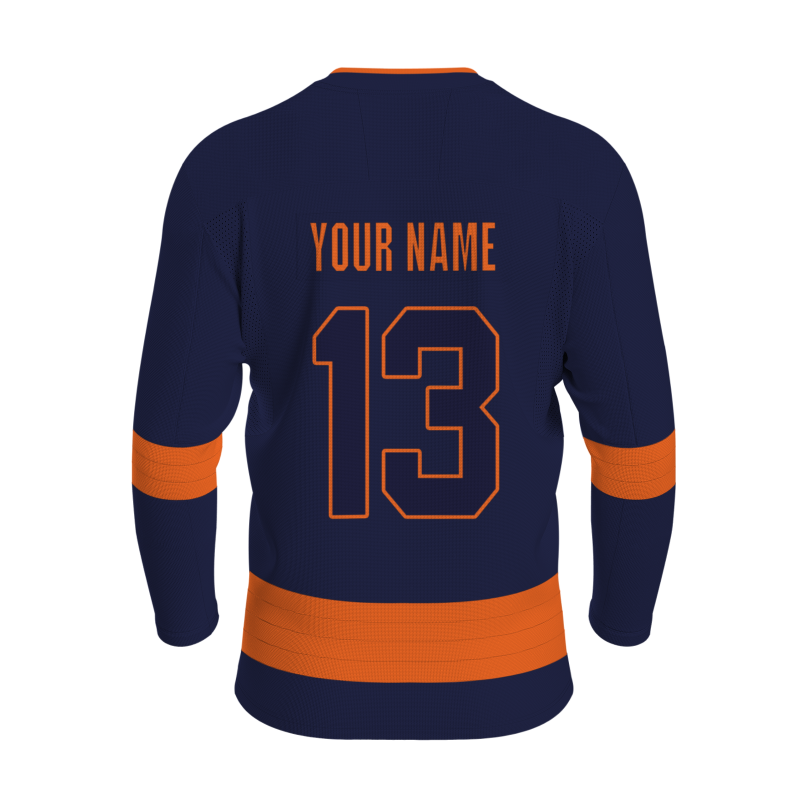 Custom Navy Orange Fashion Classical Style Hockey Jersey