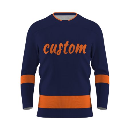Custom Navy Orange Fashion Classical Style Hockey Jersey