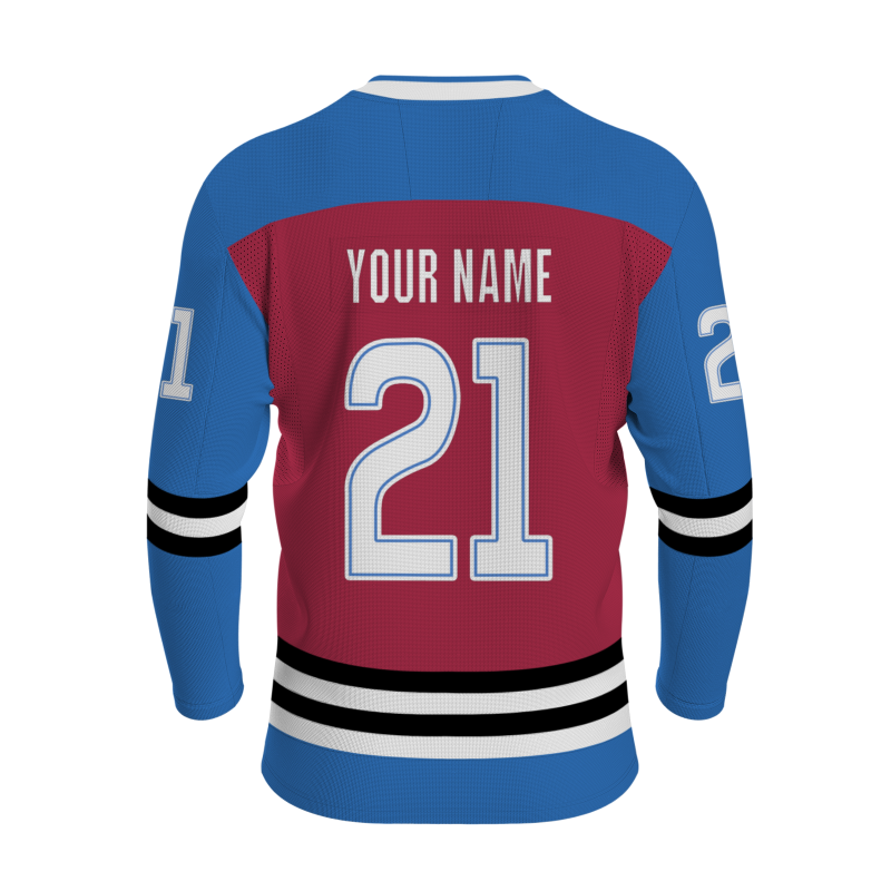 Custom Burgundy Blue Black - White Classical Style Hockey Jersey