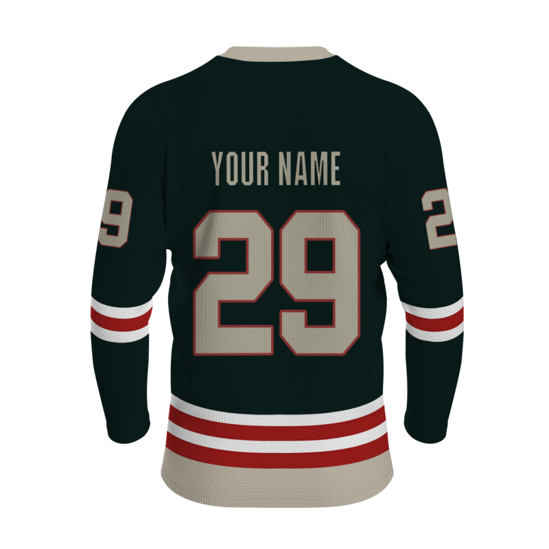 Custom Dark Green Yellow Khaki-Red Personalized Fashion Classical Style Hockey Jersey