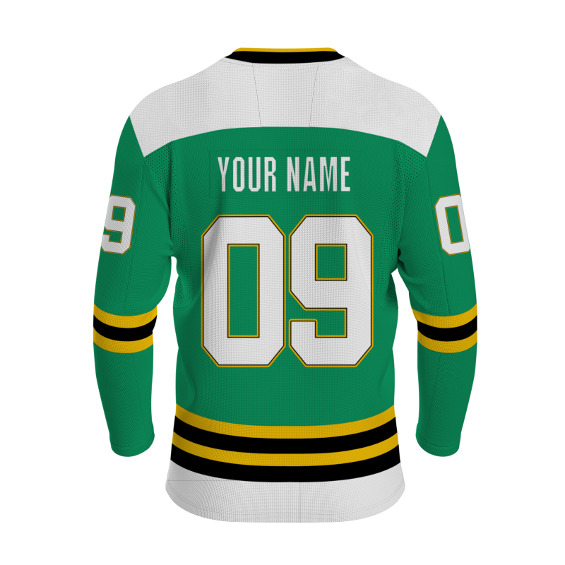 Custom Green Royal Yellow Black - White V-Neck Classical Style Hockey Jersey