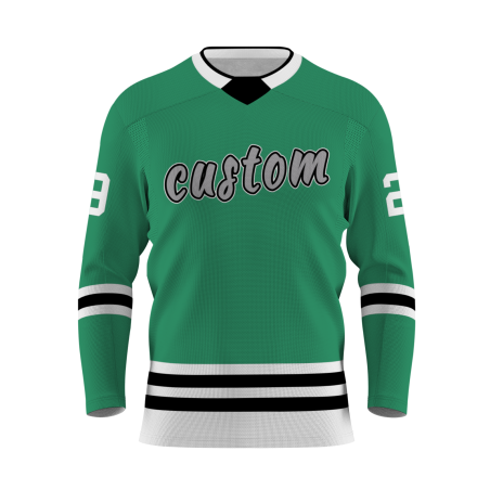 Custom Green Gray Black - White Personalized Fashion Classical Style Hockey Jersey