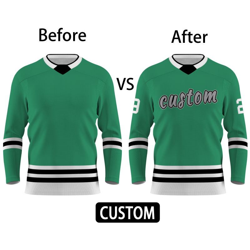 Custom Green Gray Black - White Personalized Fashion Classical Style Hockey Jersey