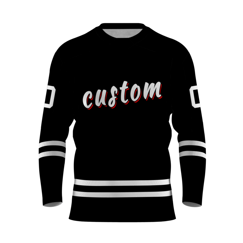 Custom Black white - Red Personalized Fashion Classical Style Hockey Jersey