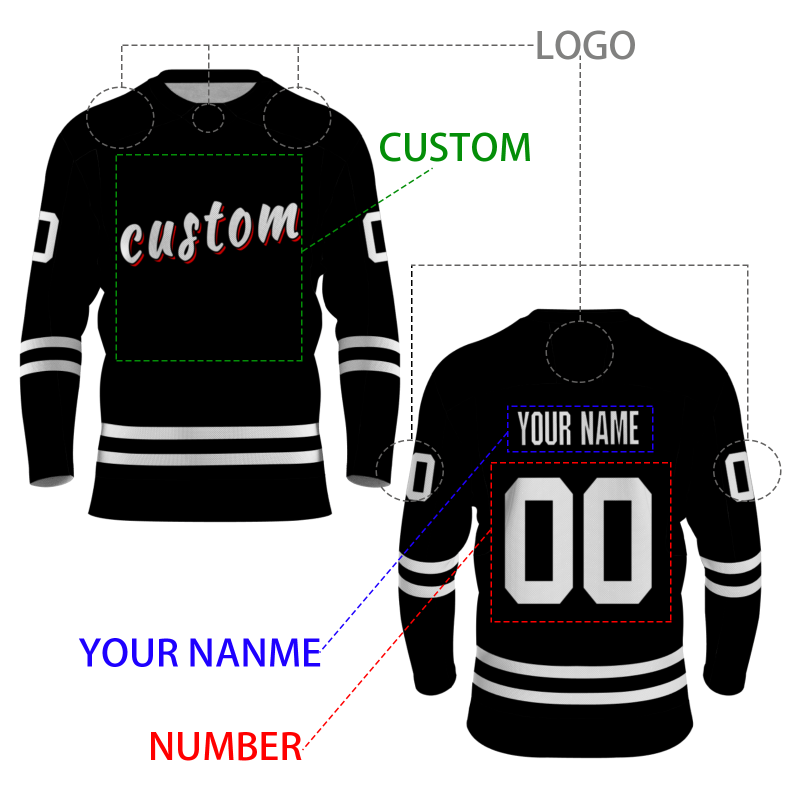 Custom Black white - Red Personalized Fashion Classical Style Hockey Jersey