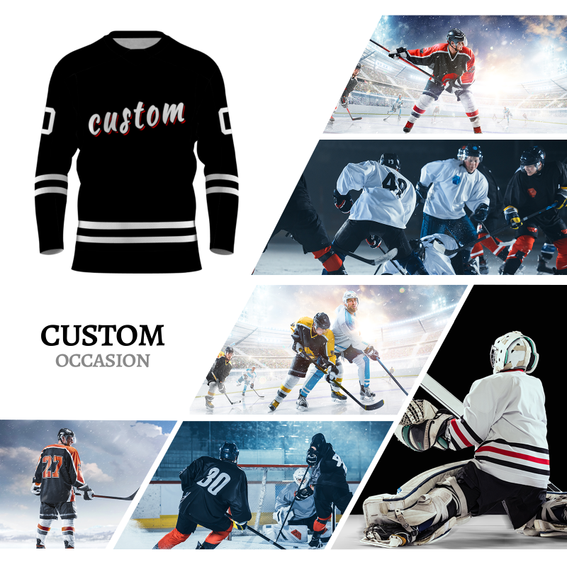 Custom Black white - Red Personalized Fashion Classical Style Hockey Jersey
