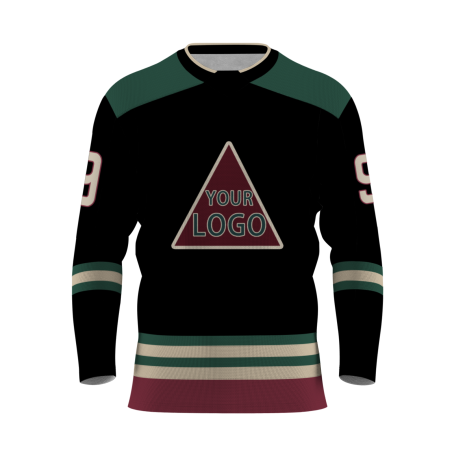 Custom Black Dark Green Khaki. - Burgundy Classical Style Hockey Jersey