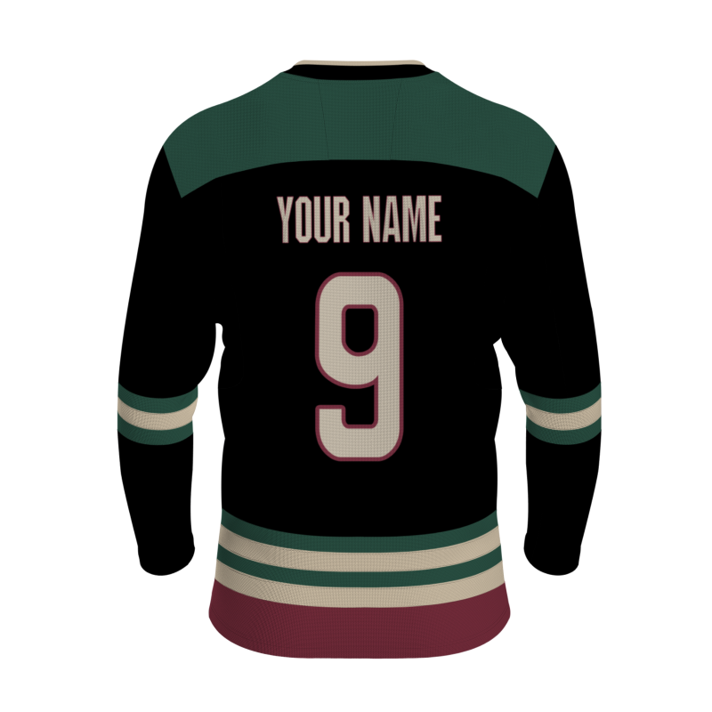 Custom Black Dark Green Khaki. - Burgundy Classical Style Hockey Jersey