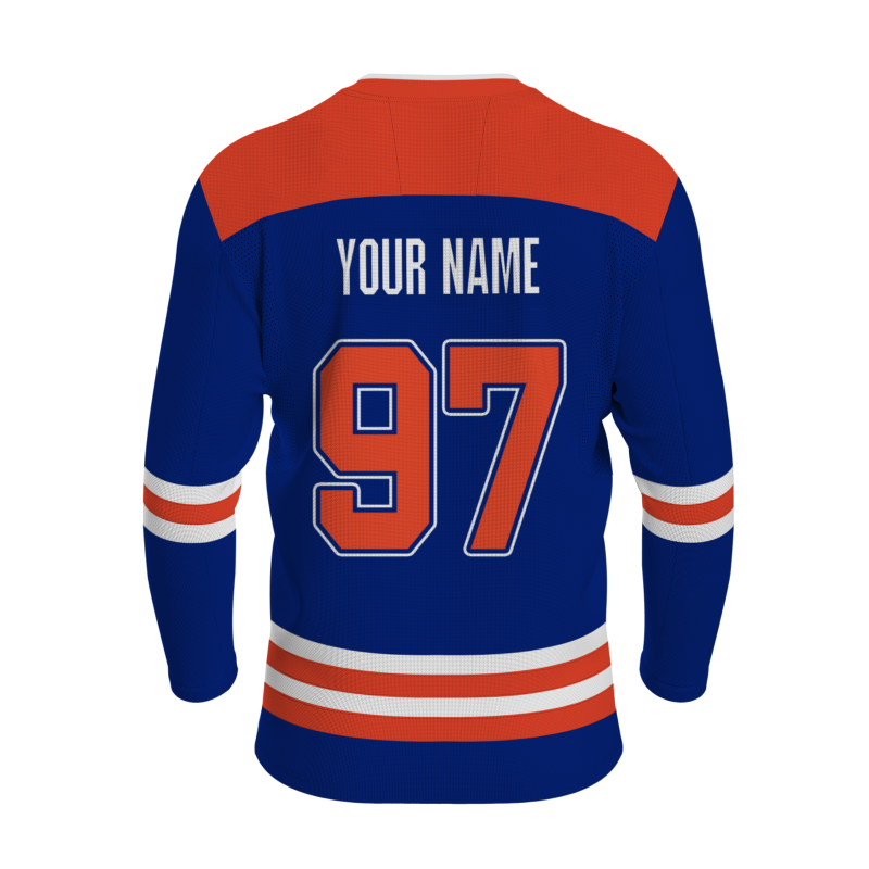 CustomBlue Orange - White Classical Style Hockey Jersey