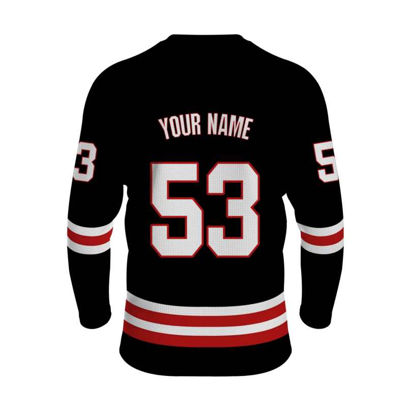 Custom Black Red - White Classical Style Hockey Jersey