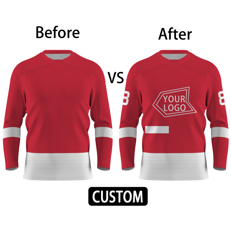 Custom Red - White Personalized Fashion Classical Style Hockey Jersey