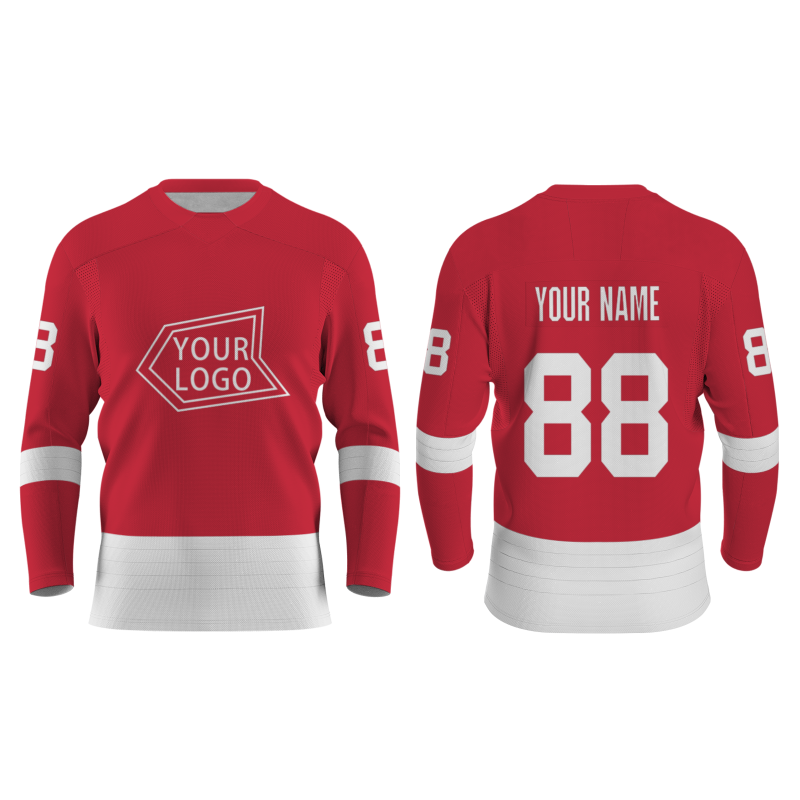 Custom Red - White Personalized Fashion Classical Style Hockey Jersey