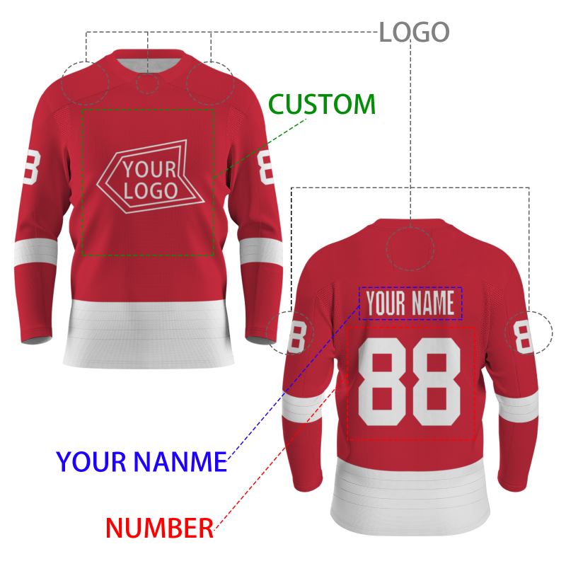 Custom Red - White Personalized Fashion Classical Style Hockey Jersey