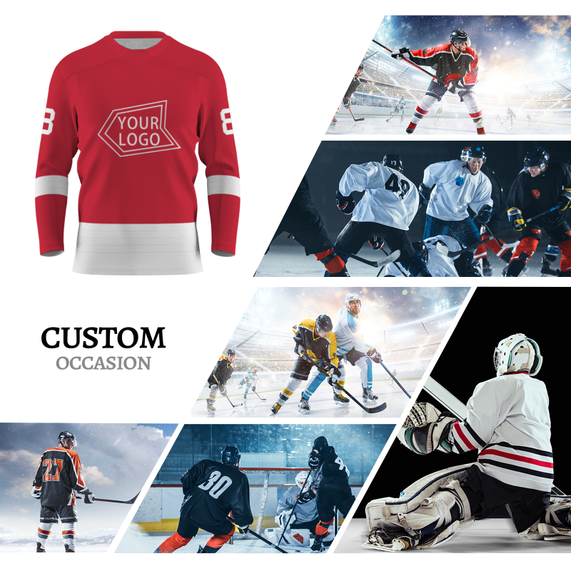 Custom Red - White Personalized Fashion Classical Style Hockey Jersey