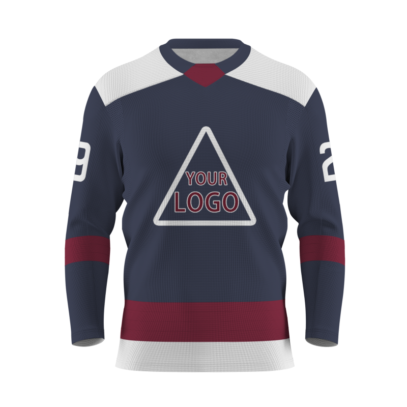 Custom Navy Blue Burgundy - White Personalized Fashion Classical Style Hockey Jersey