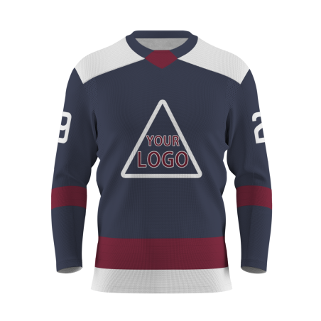 Custom Navy Blue Burgundy - White Personalized Fashion Classical Style Hockey Jersey