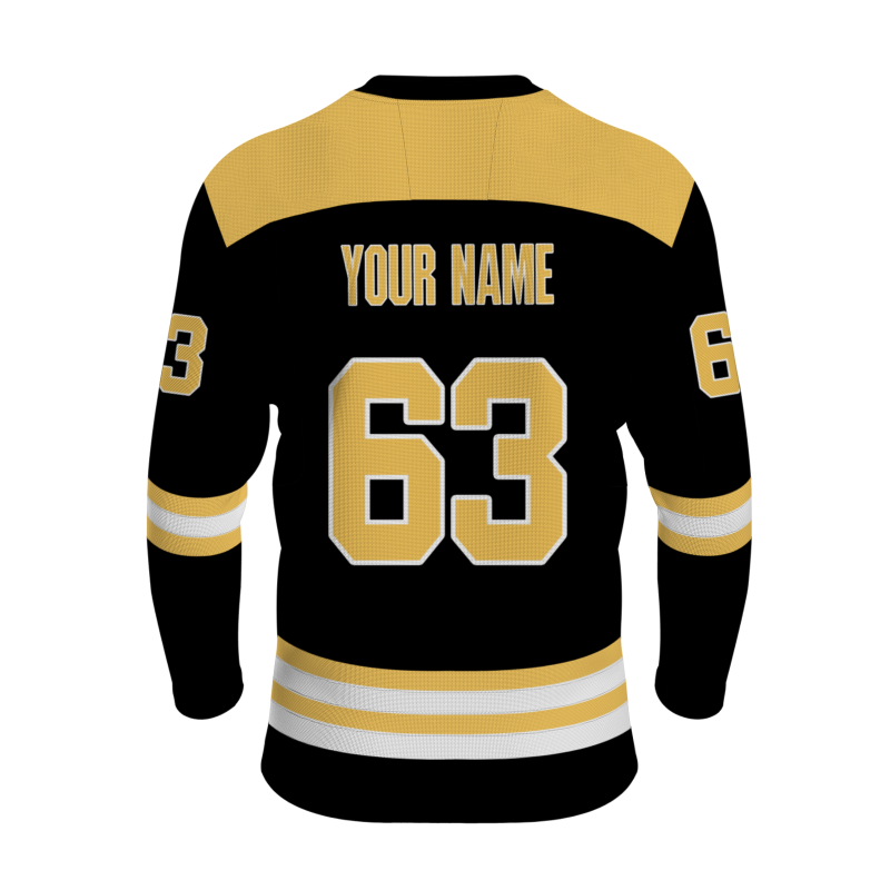 Custom Black Royal Yellow - White V-Neck Classical Style Hockey Jersey