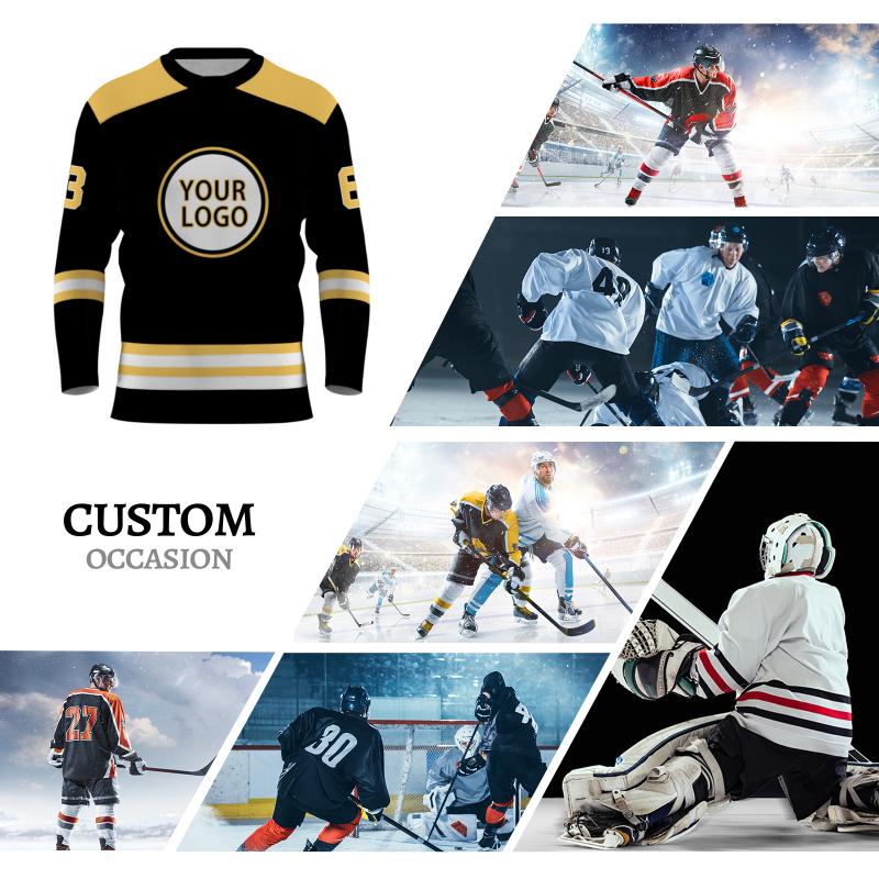 Custom Black Royal Yellow - White V-Neck Classical Style Hockey Jersey