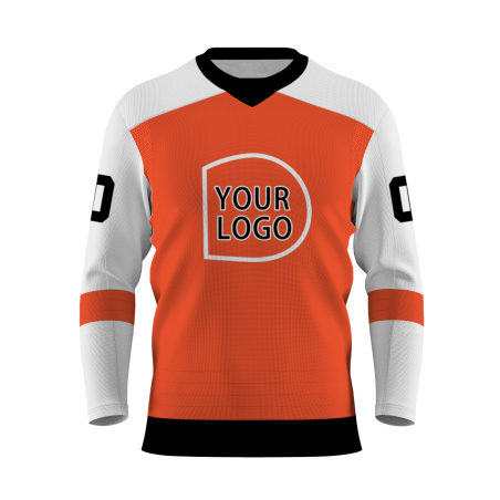 Custom Orange Black - White Classical Style Hockey Jersey