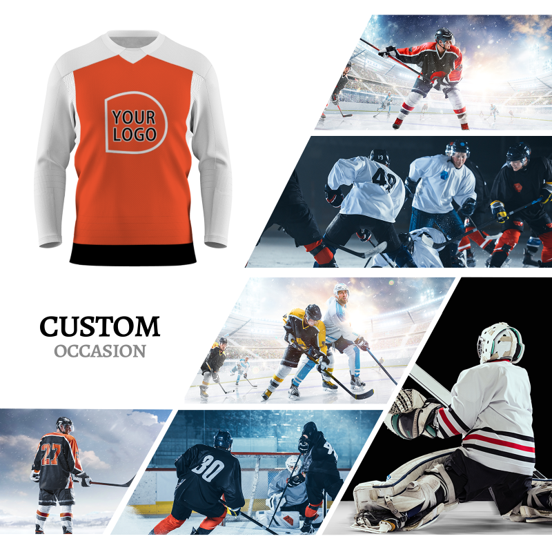 Custom Orange Black - White Classical Style Hockey Jersey