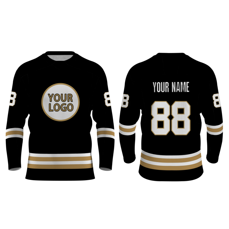 Custom Black Brown - White Classical Style Hockey Jersey