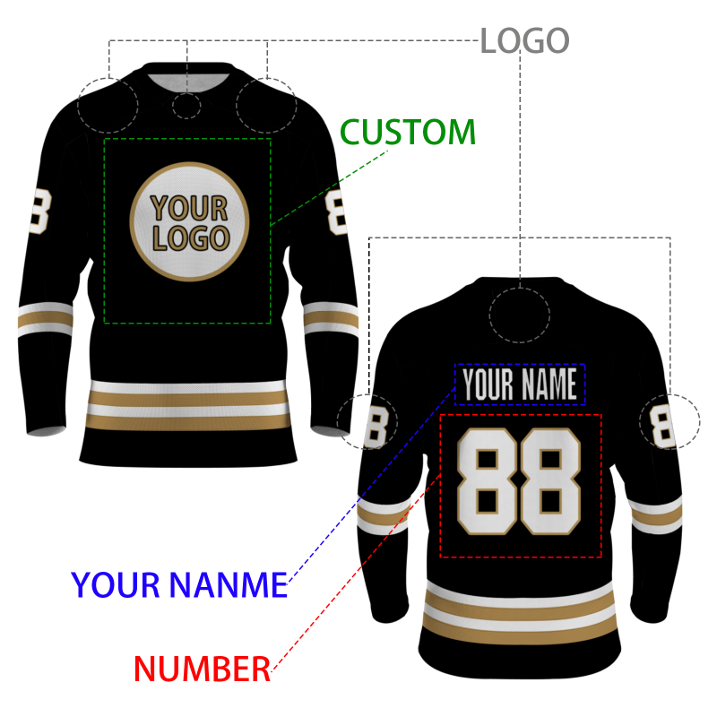 Custom Black Brown - White Classical Style Hockey Jersey