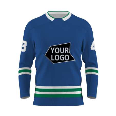 Custom Blue Black White - Green Personalized Fashion Classical Style Hockey Jersey