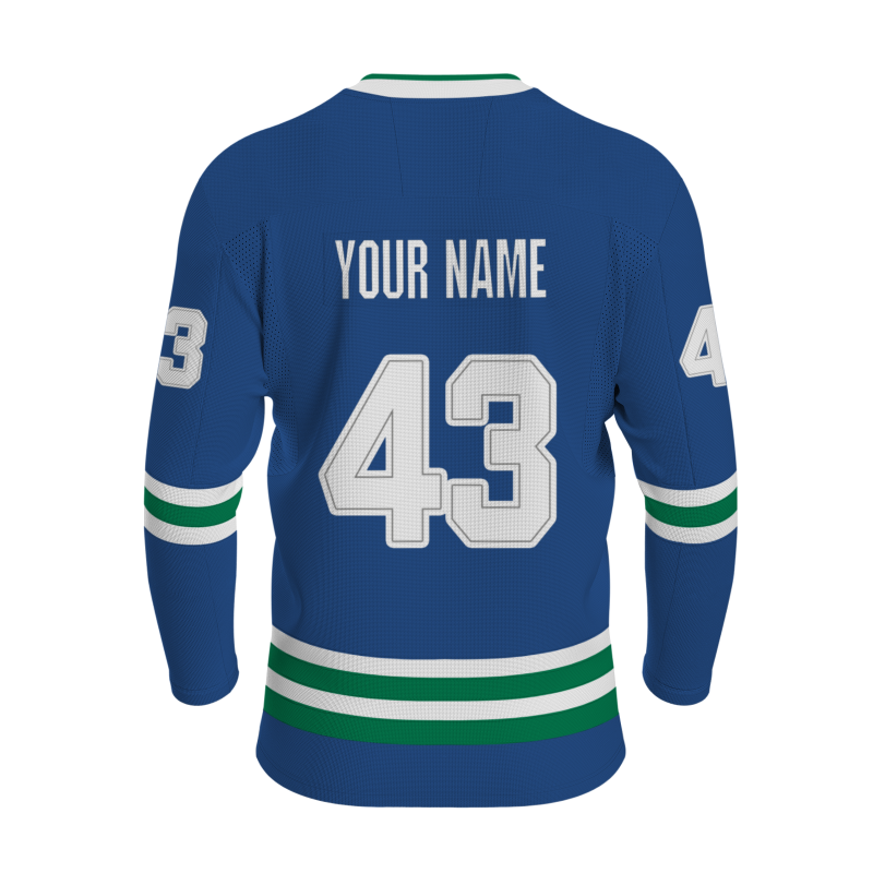 Custom Blue Black White - Green Personalized Fashion Classical Style Hockey Jersey