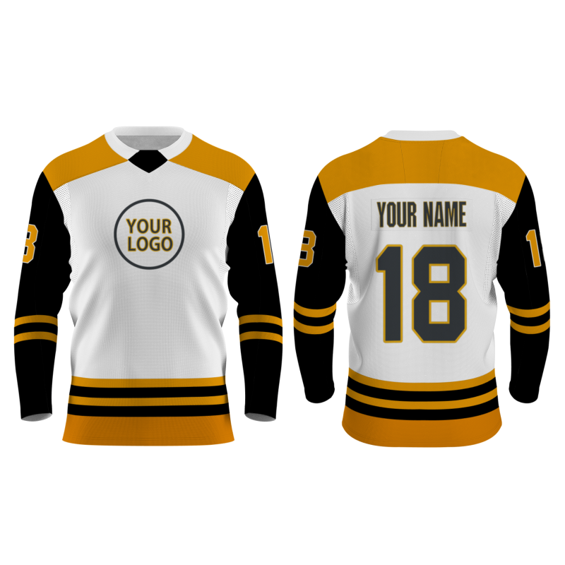 Custom White Orange Gray - Black Personalized Fashion Classical Style Hockey Jersey