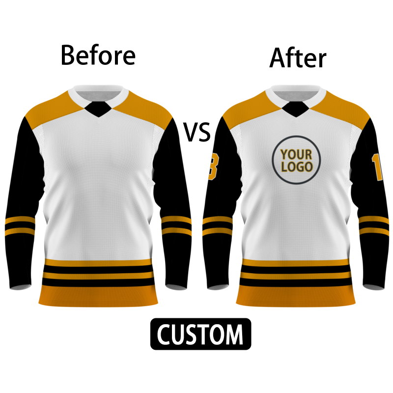 Custom White Orange Gray - Black Personalized Fashion Classical Style Hockey Jersey