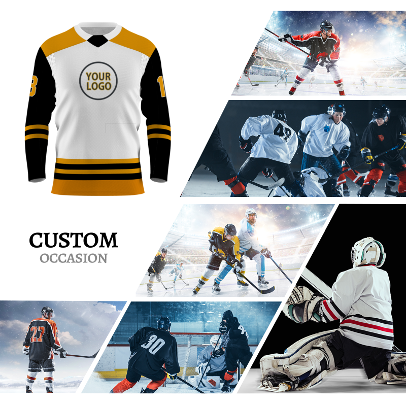 Custom White Orange Gray - Black Personalized Fashion Classical Style Hockey Jersey