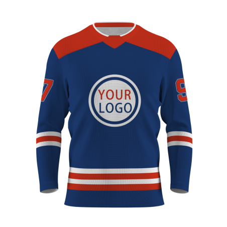 Custom Blue Red - White Personalized Fashion Classical Style Hockey Jersey