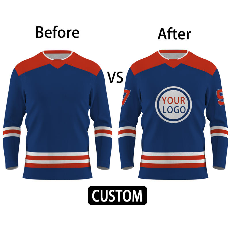 Custom Blue Red - White Personalized Fashion Classical Style Hockey Jersey