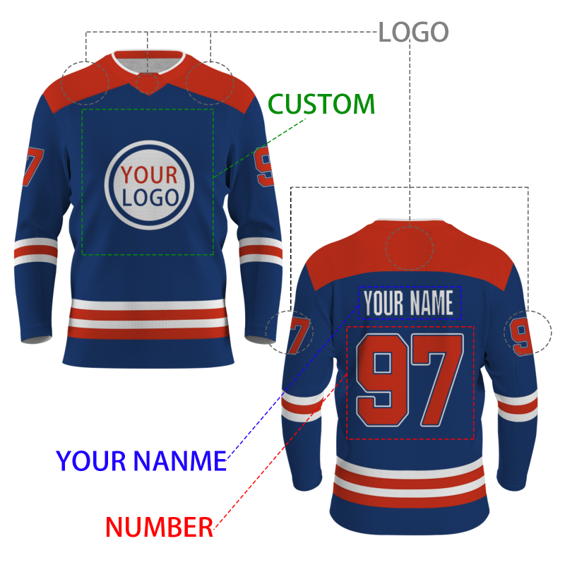 Custom Blue Red - White Personalized Fashion Classical Style Hockey Jersey