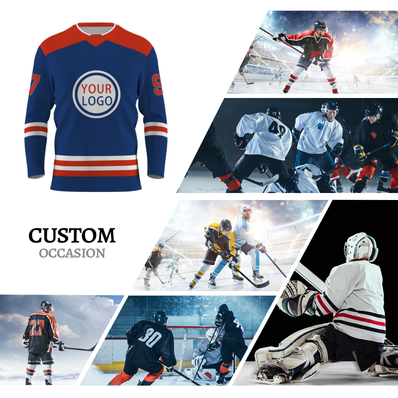 Custom Blue Red - White Personalized Fashion Classical Style Hockey Jersey
