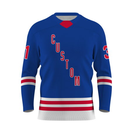 Custom Blue Red - White Personalized Fashion Classical Style Hockey Jersey