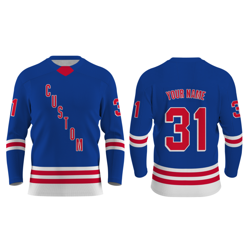 Custom Blue Red - White Personalized Fashion Classical Style Hockey Jersey