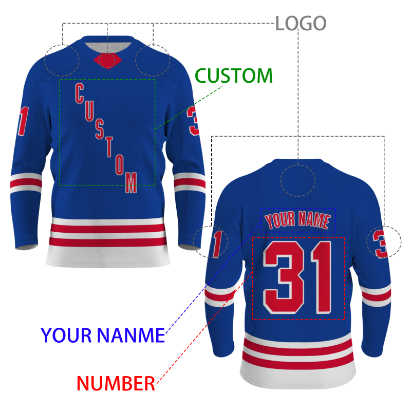 Custom Blue Red - White Personalized Fashion Classical Style Hockey Jersey